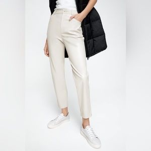 Zara Ecru Faux Leather Pants | size 8